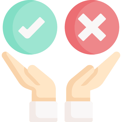 Decision making wrong dilemma hands icon