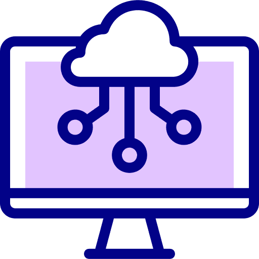 Cloud storage connection computer monitor connect icon