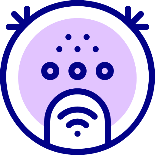 Robot vacuum furniture and household wifi housekeeping icon Robot vacuum furniture and household wifi housekeeping icon