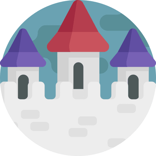 Castle fortress tower buildings icon