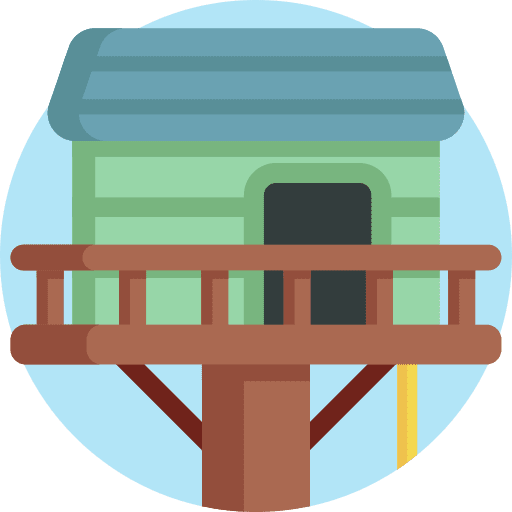 Tree house architecture and city tree house house icon
