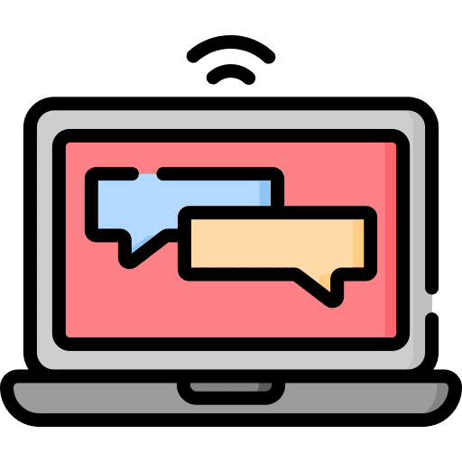 Chatbot laptop chat bubble robotic icon Chatbot laptop chat bubble robotic icon