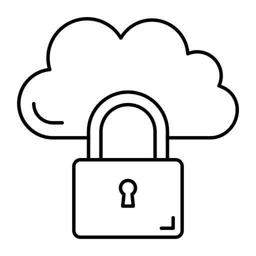 Lock private secure cloud computing icon
