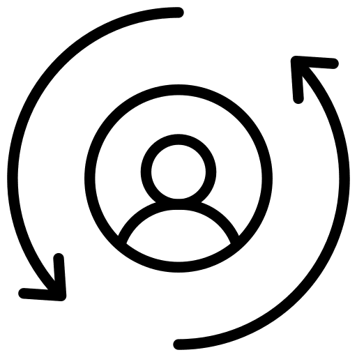 Remarketing profession rotate person icon