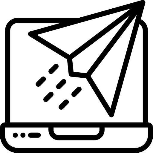 Laptop device sending communications icon