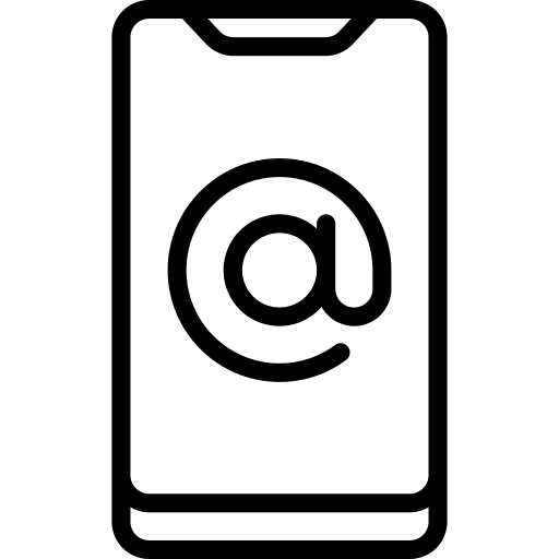 Mobile contact communications at sign icon