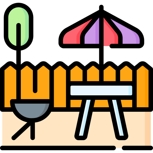 Backyard holidays picnic table real estate icon