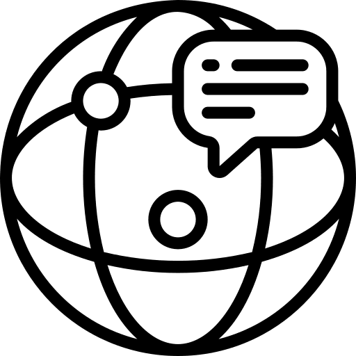 Online global communication speech bubble icon