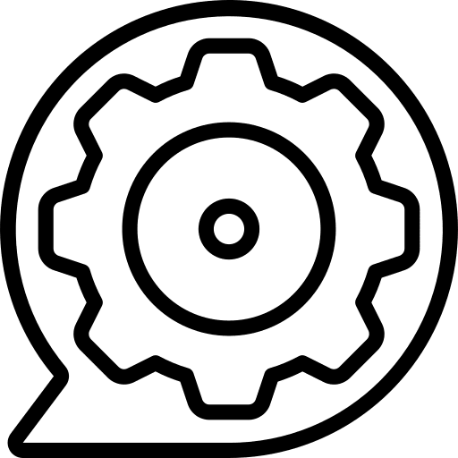 Settings gear chat bubble icon
