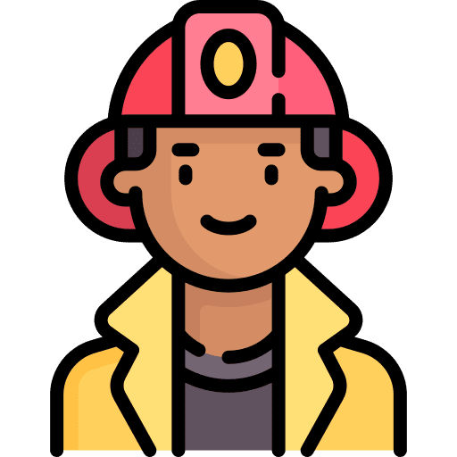 Firefighter protection helmet man icon