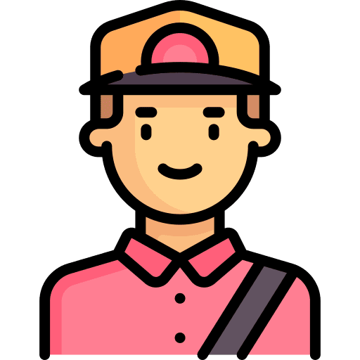 Courier brown hair courier delivery man icon Courier brown hair courier delivery man icon