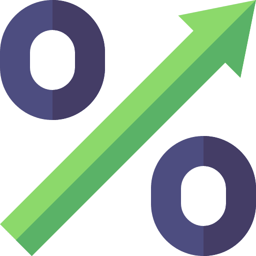 Increase interest arrow up profit margin icon