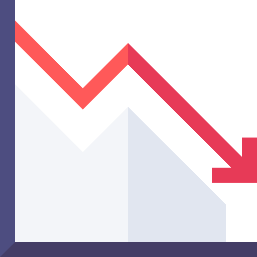 Decrease analytics bar chart line graph icon Decrease analytics bar chart line graph icon