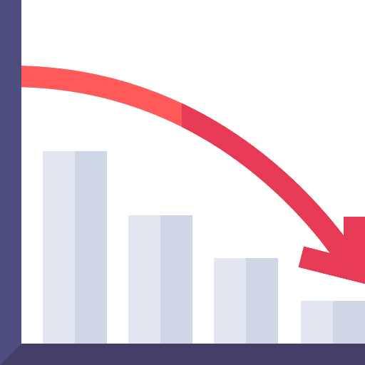 Decrease decline analysis diagram icon Decrease decline analysis diagram icon