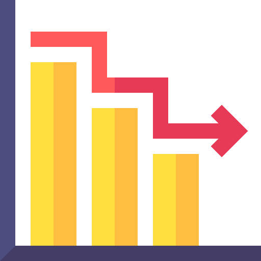 Decrease analysis decrease diagram icon Decrease analysis decrease diagram icon