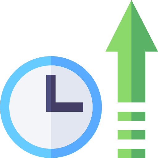 Increase clock productivity time and date icon Increase clock productivity time and date icon