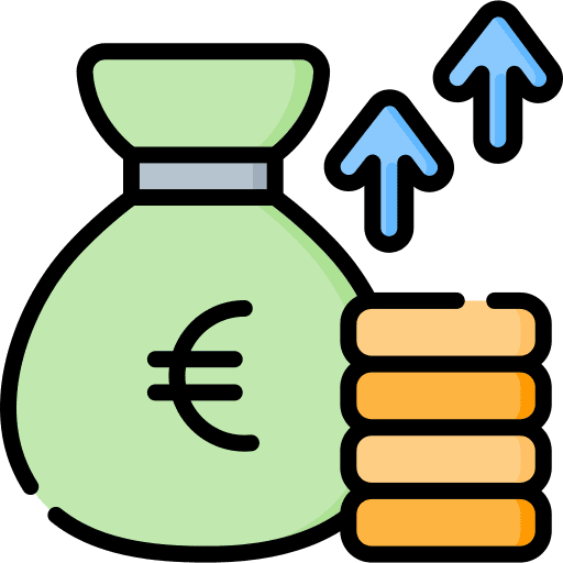 Income up arrow income dollar icon