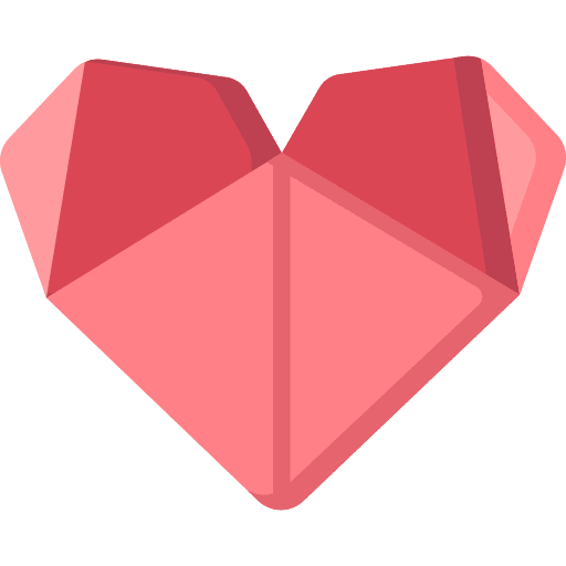 Heart origami art and design heart icon