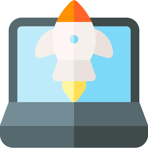 Startup laptop rocket startup icon Startup laptop rocket startup icon