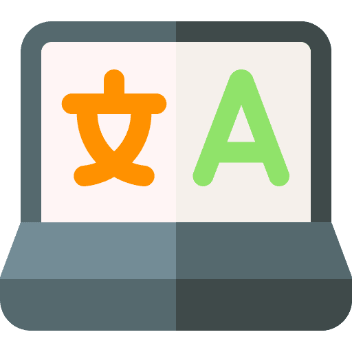 Translator communication laptop translation icon Translator communication laptop translation icon