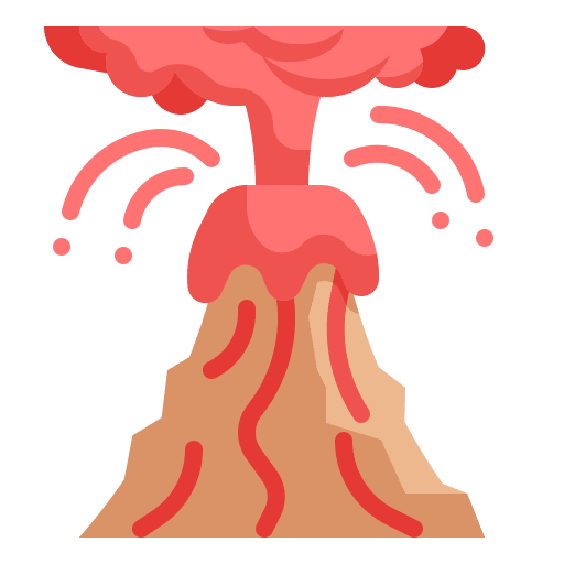 Volcano eruption danger lava icon
