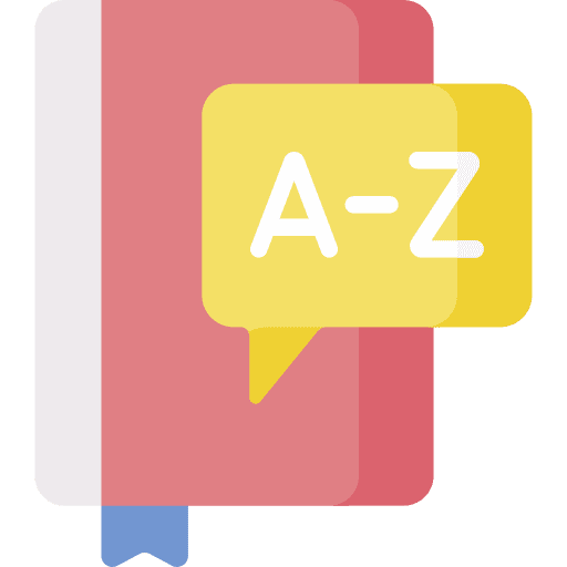 Dictionary language study manual icon