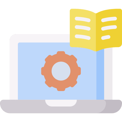 Tutorial book gear laptop icon Tutorial book gear laptop icon