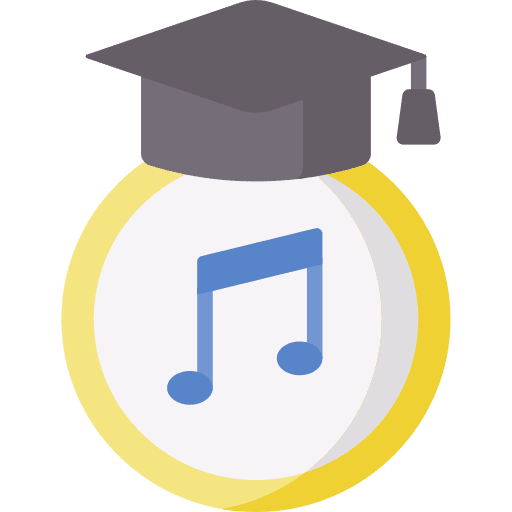 Music education mortarboard quaver read icon Music education mortarboard quaver read icon