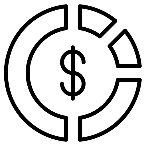 Pie graph pie chart dollar margin icon