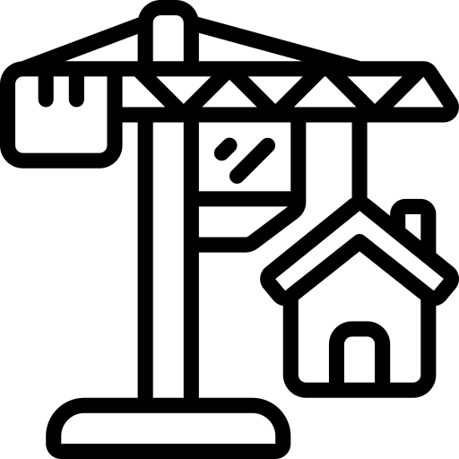 Crane house build home icon