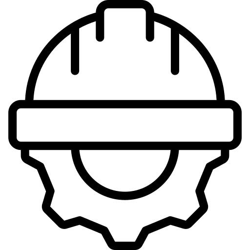 Hard hat construction and tools development gear icon