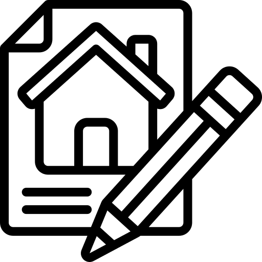 Contract deal document house icon