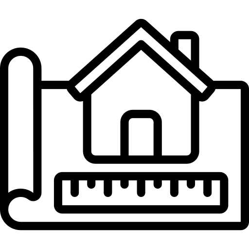 Technical drawing measured real estate plan icon