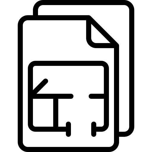 House plan architecture and city documentation blueprint icon