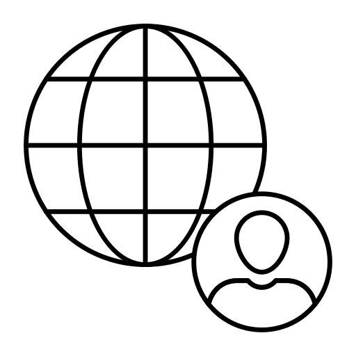 Global user profile earth globe icon