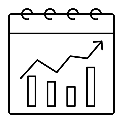 Notebook bar chart notebook growth icon