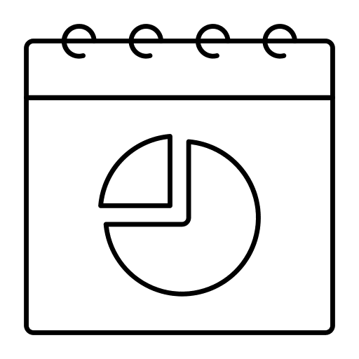 Notepad business and finance pie chart notebook icon