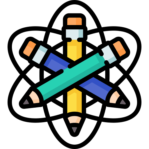 Pencils science atom physics icon Pencils science atom physics icon