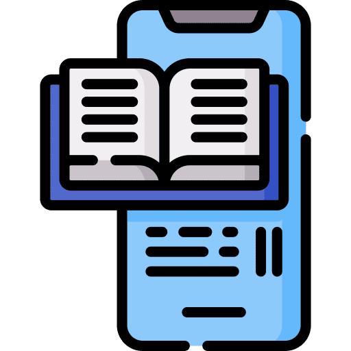 Ebook smartphone audiobook course icon Ebook smartphone audiobook course icon