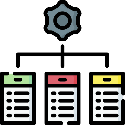 Data project management gear connect icon Data project management gear connect icon