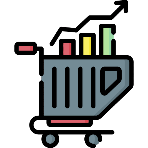 Trend arrow up graph shopping cart icon Trend arrow up graph shopping cart icon