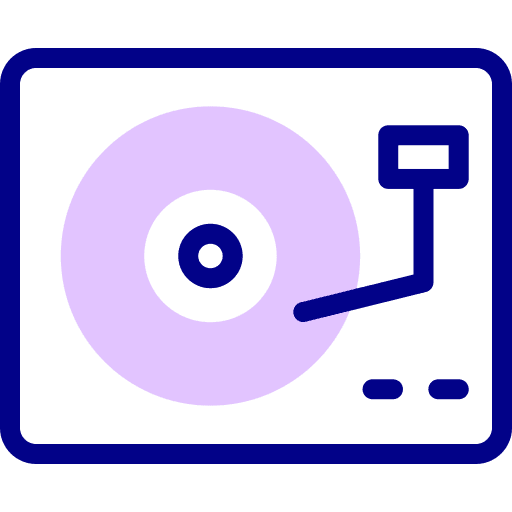 Turntable music and multimedia music record record player icon
