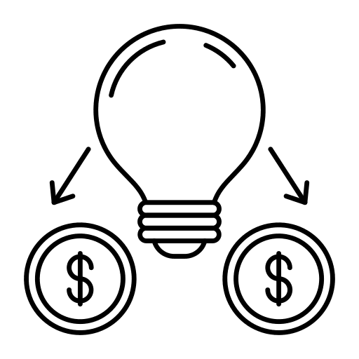 Light bulb business and finance arrow light bulb icon