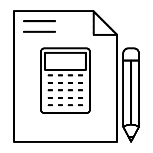 Paper calculator pencil file icon