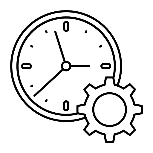 Setting time and date setting gear icon