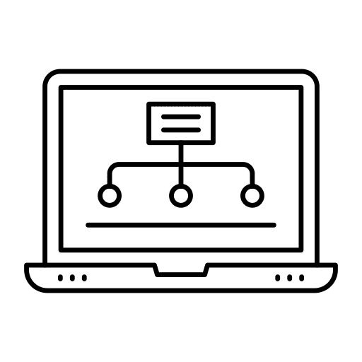 Laptop screen map connection network icon