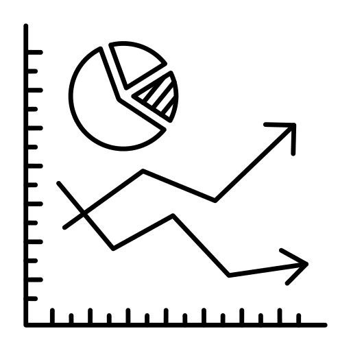 Pie chart statistics diagonal arrow business and finance icon