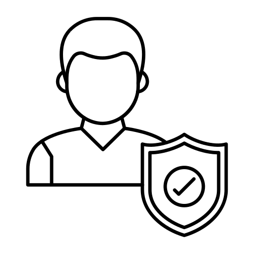 Shield man security safety icon