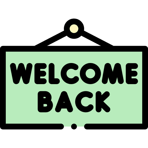 Welcome back hanging welcome back signaling icon Welcome back hanging welcome back signaling icon