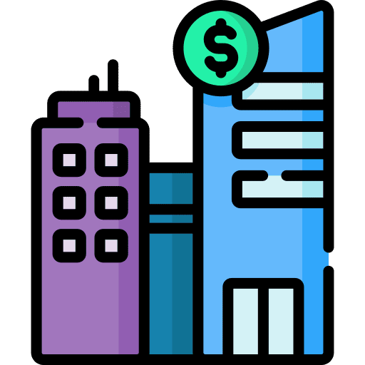 Office building bank company dollar icon